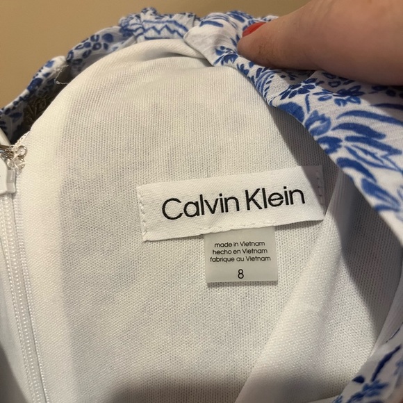 Calvin Klein Blue Willow Drop Waist High Neck Sleeveless Dress, size 8 - Picture 4 of 6